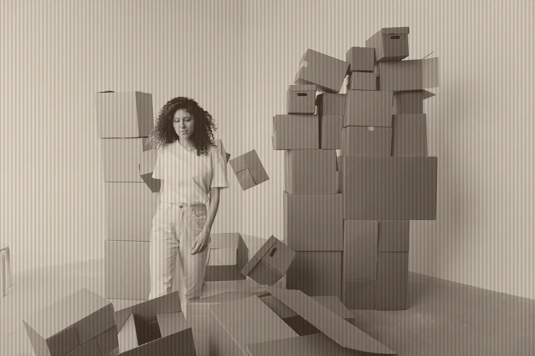 Office moves — inked on corrugated kraft